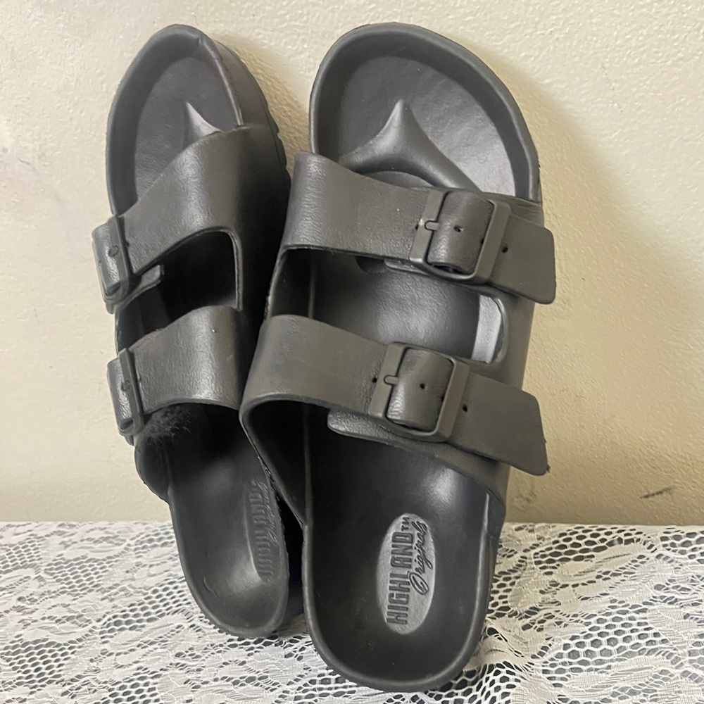 Black Double Strap Sandals By Highland Originals New Sz 10
